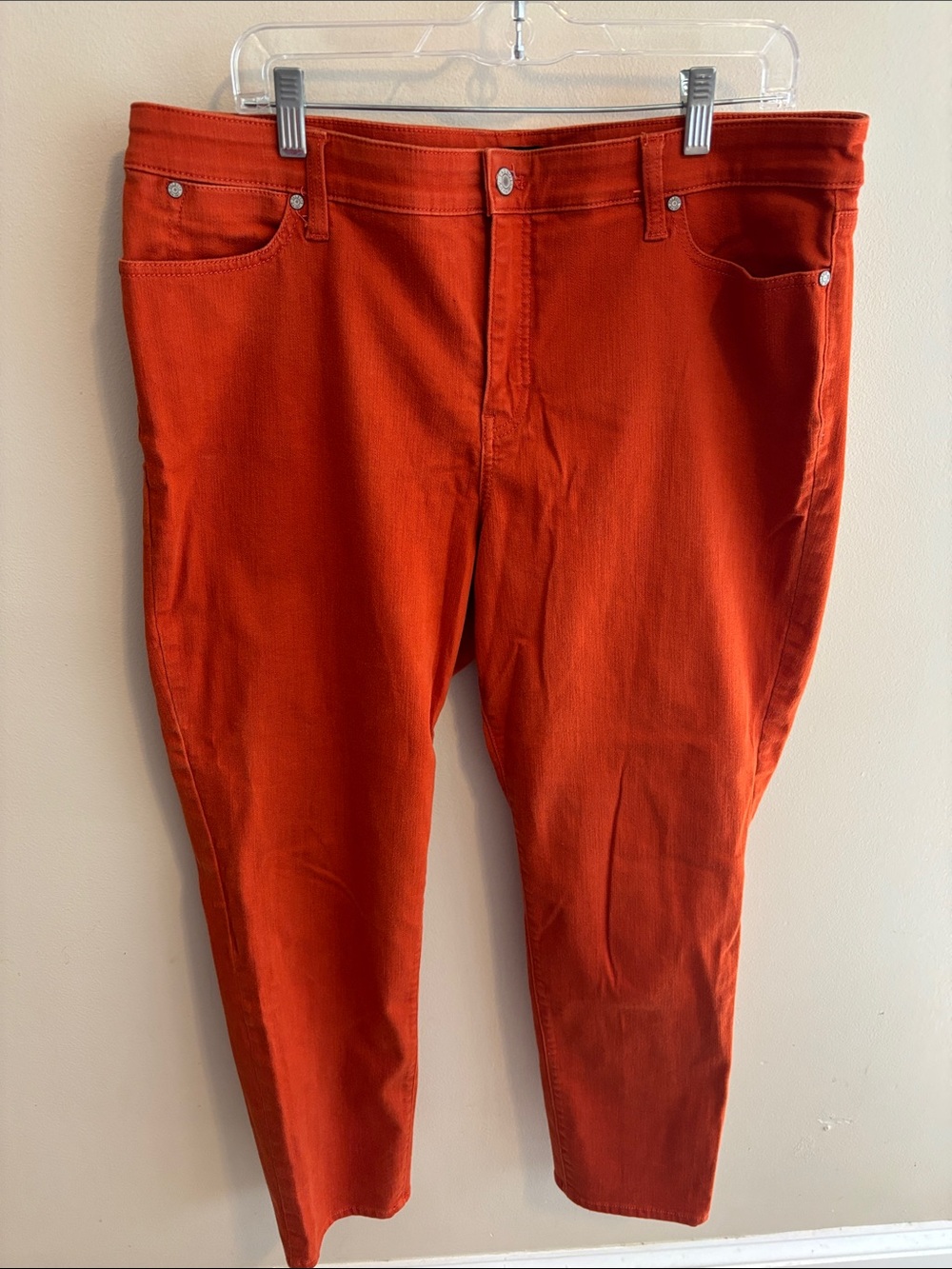 Talbots Slim Ankle Jeans Womens Size 16 Rust Orange Burnt Terracotta Stretch